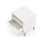 Manhattan Comfort - Rockefeller Table de Nuit 1 Tiroir Style Mid-Century Modern 51 cm - Blanc - Lot de 2-Parfait pour le rangement ou l’exposition d’objets