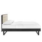 Modway - Bridgette Bois Plate-lit complet avec cadre angulaire, Noir beige-Assemblée requise