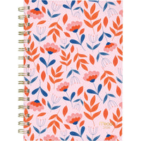 Mead - Agenda hebdomadaire/mensuel feuilles florales 2026 - 8-1/2 po H x 5 1/2 po l - rose - bilingue-15 mois : octobre 2025 à décembre 2026 + 3 pages mensuelles de janvier, février et mars 2027