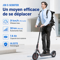 Gyrocopters - Trottinette électrique J30 pour adultes et adolescents - Vitesse 31 km/h - Autonomie 30 km - Application - Gris-Modes de vitesse adaptatifs : passez d'un mode à l'autre parmi trois options distinctes — Confort/Éco (12 km/h), Normal (18 km/h) et Sport (31 km/h) — pour une adaptation parfaite à votre environnement de trajet