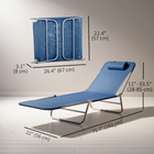 Outsunny - Chaise longue d’extérieur - chaise pliante inclinable réglable - bleu foncé-Équipé de 2 roues pour un déplacement facile