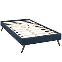 Modway - Helen Tissu Cadre de lit jumeau avec pieds ronds écartés, Azure-Cadre en bois massif