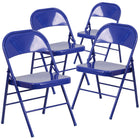 Flash Furniture - Chaise pliante de la série HERCULES COLORBURST en métal bleu cobalt à triple entretoise et double charnière-Capacité de poids de 300 lb