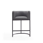 Manhattan Comfort - Cosmopolitan tabouret de comptoir moderne du milieu du siècle de 23,7" en similicuir gris et noir, lot de 3-Comprend une base de repose-pieds