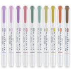 Zebra - Surligneur double face Mildliner - Ensemble de couleurs apaisantes - Lot de 10-Double extrémité : pointe ogive et pointe biseautée