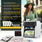 Kolibri - Compteur de devises à 2 poches Signature V2 à dénomination mixte (CAD/USD) avec détection avancée des contrefaçons-Grey