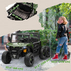Qaba - Camion électrique pour enfants 24V 4RM avec 6 roues, 2 places et benne basculante - vert-Équipé d’une benne basculante électrique pour des aventures de transport et de déchargement amusantes 