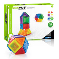 Guidecraft - PowerClix Solids, jeu de construction magnétique - 24 pièces -Un jouet de construction magnétique ouvert avec un système de clic et de connexion facile