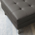 Modway - Loft Touffe Cuir végane Ottoman - Gris argenté-Touffage linéaire en bouton biscuit