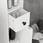 Kleankin - Armoire de rangement de salle de bain avec étagères et porte-papier toilette - blanc brillant-Conception anti-basculement pour une sécurité accrue 