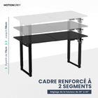 MotionGrey - Bureau debout électrique réglable Ergo2 Pro avec réglages de mémoire - 55 po x 28 po, plateau noir, cadre noir-Supporte jusqu’à 80 kg - Le cadre du bureau debout Motion est renforcé par des tubes en acier épaissis et des plaques de base robustes, offrant une plateforme stable et durable, même à la hauteur maximale