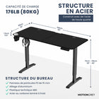 MotionGrey - Bureau debout électrique réglable Ergo2 avec réglages de mémoire - 55 po x 24 po, plateau noir, cadre noir-Plage de Hauteur Étendue - Le bureau debout dispose d’une plage de hauteur étendue. Le clavier MG permet d’enregistrer des hauteurs assises et debout préférées, appuyez simplement sur la touche enregistrée pour revenir à cette position.