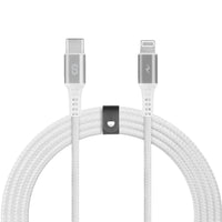 LOGiiX - Piston Connect Braid Eco USB-C vers Lightning - Argent Blanc-Câble USB-C vers Lightning écologique de 1,5 m (*4,92 pieds) en partenariat avec #tide.