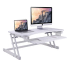 Rocelco – Plateforme réglable DADR de luxe, très large, pour bureau assis/debout, 37 po, blanc (DADR-W)-Grande surface de travail d'une largeur de 37 po conçue pour 2 ou 3 moniteurs avec un grand support pour clavier et assez d’espace pour un portatif