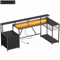 HOMCOM - bureau de gaming réversible 76 po avec lumières RGB et ports USB - noir-Design personnalisable en forme de L s'adapte à une configuration à gauche ou à droite