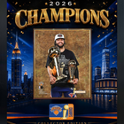 Frameworth - Cadre photoglass de Jalen Brunson des New York Knicks trophées du championnat 2026 - 18 po l x 22 po H - or-Présentoir photoglass encadré : cadre PhotoGlass de Jalen Brunson des New York Knicks trophées du championnat et de joueur par excellence 2026 motif célébration or pour les amateurs et collectionneurs des New York Knicks