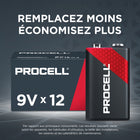 Duracell - Piles alcalines 9 V Procell - paquet de 12-Températures de fonctionnement entre -4F (-20C) et 129.2F (54C)