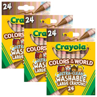 Crayola - Grands crayons - Couleurs du monde - 24/boîte - paquet de 3-CRAYONS CRAYOLA : Vendus en paquets de 3, chaque paquet contient 24 crayons Crayola Colours of the World dans un grand format et la formule lavable ultra propre.