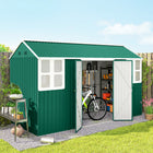 Outsunny - Remise de rangement extérieure 12 pi x 5,5 pi, avec porte verrouillable, pour jardin, vert-Idéal pour ranger des outils, des vélos, des scooters électriques ou des bacs de jardin
