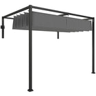Outsunny - Pergola Adossée avec Auvent Rétractable pour Patio, Terrasse - 10 pi x 7 pi-Toit coulissant pour une ombre réglable 