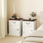 HOMCOM - Table d’appoint - blanc - lot de 2-Comprend un tiroir et une armoire, offrant un espace généreux pour un rangement organisé 