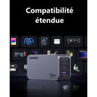 UGREEN - Chargeur Nexode Pro 100 W 3 ports GaN USB-C/USB-A-Recharge rapide 100W : Le port USB-C1 fournit jusqu’à 100W de puissance lorsqu’il est utilisé seul, permettant de recharger un MacBook Pro 14 pouces de 0 % à 50 % en seulement 27 minutes — parfait pour une recharge rapide, même en déplacement.