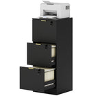 HOMCOM - Classeur vertical à 3 tiroirs rainurés pour documents format lettre/A4 avec serrure - noir-Trois tiroirs à dossiers conviennent aux dossiers format A4 ou lettre 
