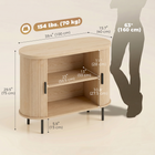 HOMCOM - buffet de style ferme 39,4 po avec portes tambour courbées - bois naturel-Les compartiments latéraux doubles offrent un espace supplémentaire pour les petits accessoires