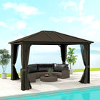 Outsunny - Gazebo Deluxe Hardtop de 10' x 12' avec rideaux et moustiquaire - Gris-La conception spacieuse de 12x10pi offre suffisamment d'espace pour faire la fête sans se sentir à l'étroit 