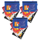 BAZIC Products - Pochette à crayons à 3 anneaux avec fenêtre transparente - Assortiment - Paquet de 12-Portable : fabriqué en polyester 600D durable – résistant aux rayures. Comprend 3 anneaux renforcés percés sur les sacs à placer dans les classeurs
