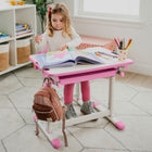 Mount-It! - Ensemble bureau et chaise pour enfants - Rose-Acier et plastique