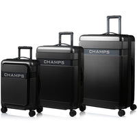 Champs - Ensemble de bagages 3 pièces Onyx II - Noir-Poche frontale à accès facile. . Compartiment intérieur rembourré pour ordinateur portable jusqu’à 15,6", avec une pochette dédiée pour tablette offrant une protection supplémentaire. Multiples poches de rangement permettent de garder votre téléphone, chargeurs, câbles, carte d’embarquement, passeport, lunettes de soleil et documents bien organisés.. La large ouverture de la poche frontale facilite un accès rapide et complet à vos essentiels.. Un clip por