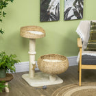 PawHut - Arbre à chat 28 po avec griffoir et lits doubles pour chats d’intérieur - beige-L’aire de sieste surélevée séduit par l’amour des hauteurs 