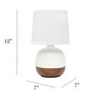 Simple Designs - Petite lampe de table du milieu du siècle - bois foncé et blanc-Utilise 1 ampoule candélabre de type B de 40 W (non incluse)