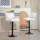 HOMCOM - Tabourets de bar réglables avec repose-pieds et dossier - blanc - paquet de 2-Convient pour être placé dans les bars, cuisines et salles à manger hautes 
