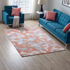 Modway - Andela Mosaïque de blocs imbriqués Tapis de 5 pi l x 8 pi L - Corail multicolore et bleu clair-Tissage serré à poil bas