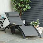 Outsunny - chaise longue inclinable de patio avec dossier réglable - gris-Dossier réglable avec cinq positions pour trouver le niveau de confort optimal