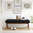 Modway - Lyra 47" Boucle Tapis Banc - Noir-Rubberwood Legs