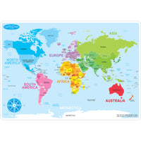 Ashley Productions - ASH95602 Tapis d'apprentissage Smart Poly - 12" x 17" - double face - carte de base mondiale - ensemble de 10-Surface double face robuste, sans nécessité de pelliculage.