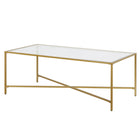Hudson&Canal - Table basse rectangulaire Henley , 122 cm de large, avec plateau en verre - Laiton-La table a une capacité de poids de 60 lb