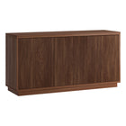 Hudson&Canal - Meuble TV rectangulaire cannelé Hanson pour téléviseurs jusqu'à 55 po - Noyer satiné-Un design transitionnel moderne pour votre bureau à domicile, votre chambre ou votre espace de vie