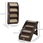 PawHut - Escalier pour chien pliable portable à 4 niveaux - brun foncé-Marchepied sécurisé et stable pour les animaux avec rampe latérale intégrée et tapis antidérapants 
