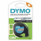 DYMO - Ruban d'étiquettes LetraTag, 12 mm (1/2 po), noir sur argent métallique-Ruban de série Dymo LetraTag