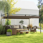 Outsunny - Tonnelle Extérieur, Pergola avec Auvent Rétractable - 10 pi x 10 pi - Marron-Des crochets fixes en haut maintiennent le auvent en place 
