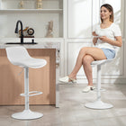 HOMCOM - Tabourets de bar pivotants à hauteur réglable - blanc - paquet de 2-Structure en acier avec anneau en caoutchouc antidérapant à la base pour une assise stable et sécurisée 
