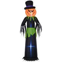 Outsunny - Citrouille gonflable 8pi Halloween avec chapeau - affichage LED-Citrouille effrayante, fantôme avec un chapeau 