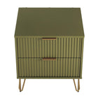 Manhattan Comfort - Dumbo table de chevet moderne, commode et commode haute 5 tiroirs - vert olive - ensemble de 3-10