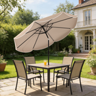 Outsunny - Parasol rond de marché avec cantonnière - 9 pi x 9 pi - kaki-Le mécanisme d'inclinaison innovant à trois positions s'ajuste à 30° à gauche ou à droite pour une protection solaire toute la journée