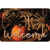 Ashley Productions - The Original Fun Mat - Tapis de Bienvenue - 15 -5" x 23 -5" - Bienvenue au Wagon de Citrouille-Mesure et design : Le tapis de bienvenue Pumpkin Wagon mesure 15,5 po x 23,5 po.