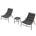 Manhattan Comfort - Ensemble de conversation moderne Sunset pour patio, 3 pièces - Gris - Lot de 3-Cadre en acier résistant à la rouille idéal pour l'extérieur